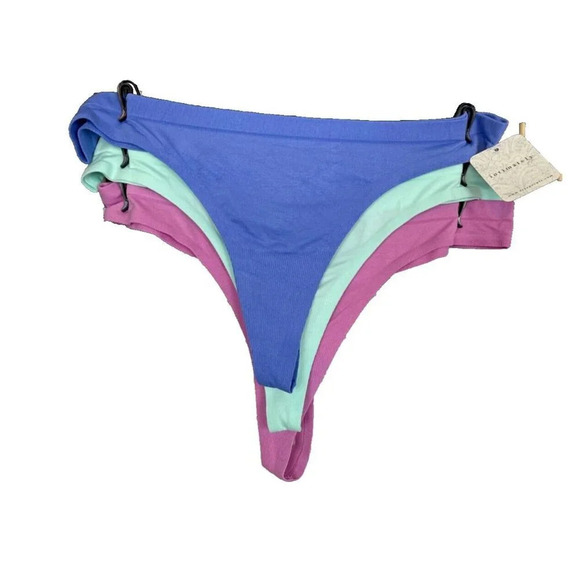 Free People M/L Bright Color Combo Seamless Low-Rise No Show Thong Panties 3-Pk - Picture 3 of 5